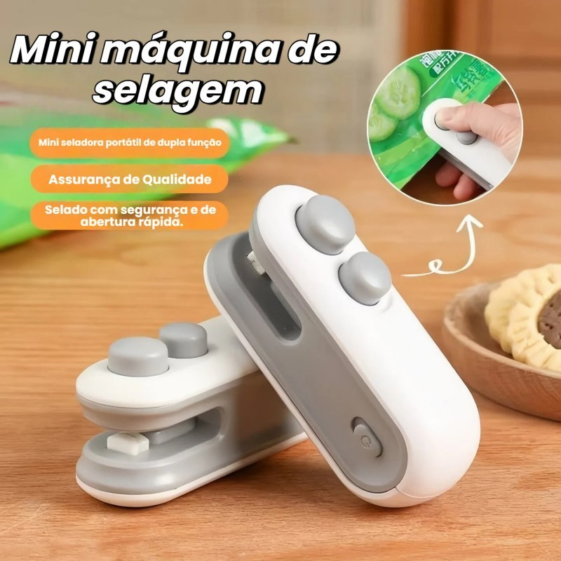 Kit Mini Máquina Seladora Recarregável Para Embalagens Plásticas - Selagem Rápida/ Alta Qualidade